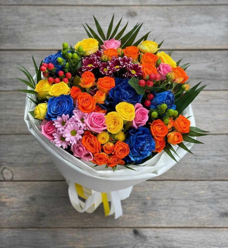 Букет цветов из: Розы и Хризантемы в Алексеевском