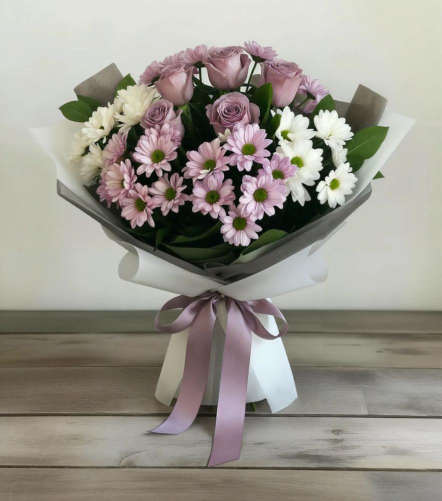 Букет цветов из: Хризантемы и Розы в Алексеевском