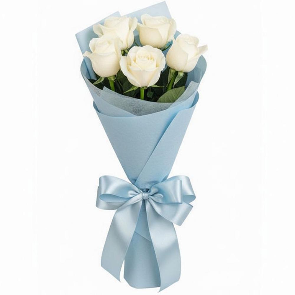 Букет 5 Белых роз Проуд в Алексеевском
