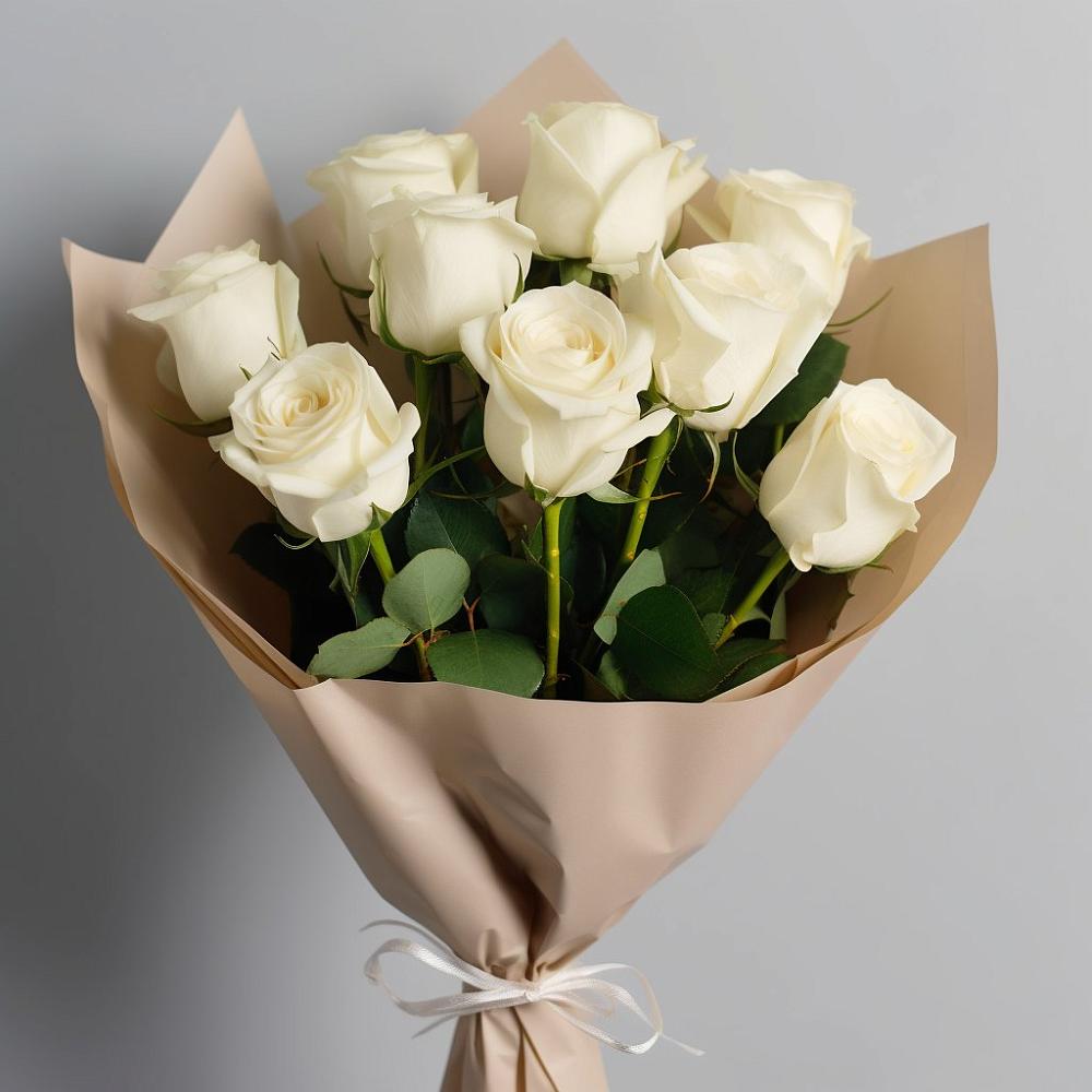 Букет 9 Белых роз Эдлесс Лав в Алексеевском