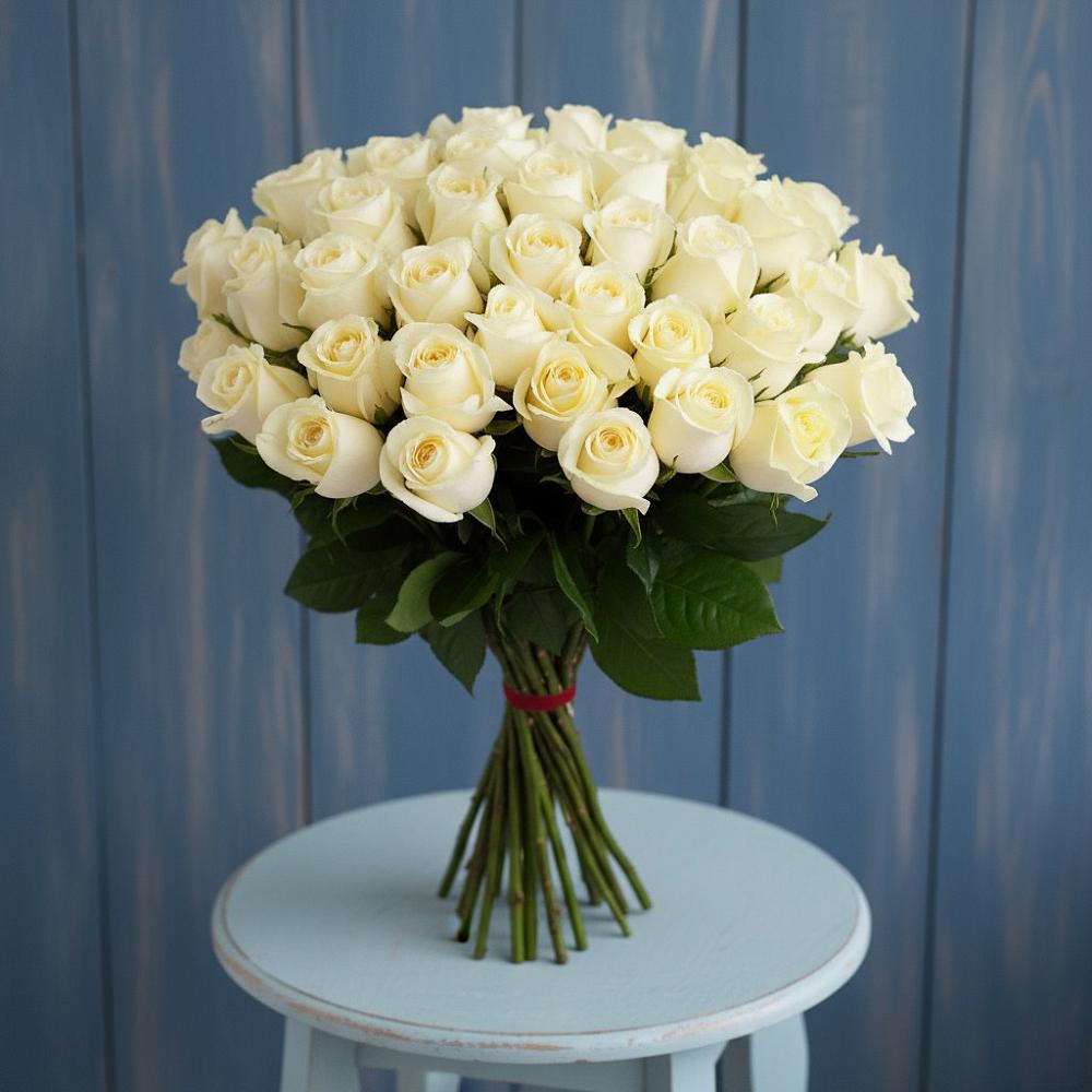 Букет 51 Белая роза Эдлесс Лав в Алексеевском