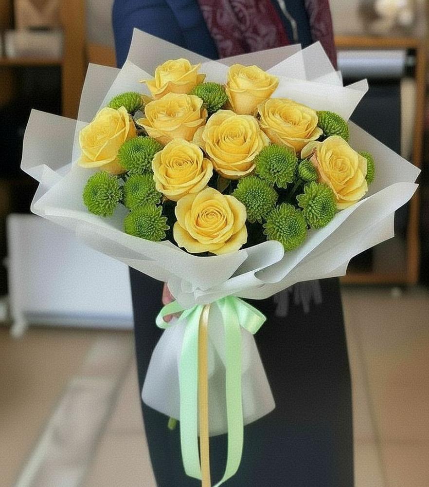 Букет цветов из: Хризантемы и Розы в Алексеевском