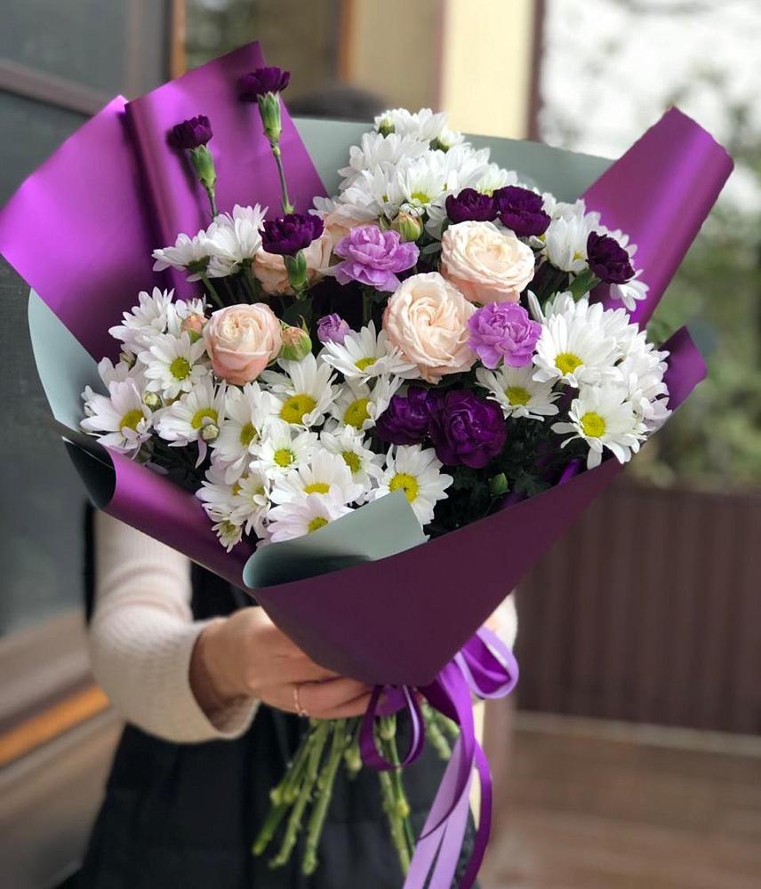 Букет цветов из: Хризантемы, Гвоздики и Розы в Алексеевском