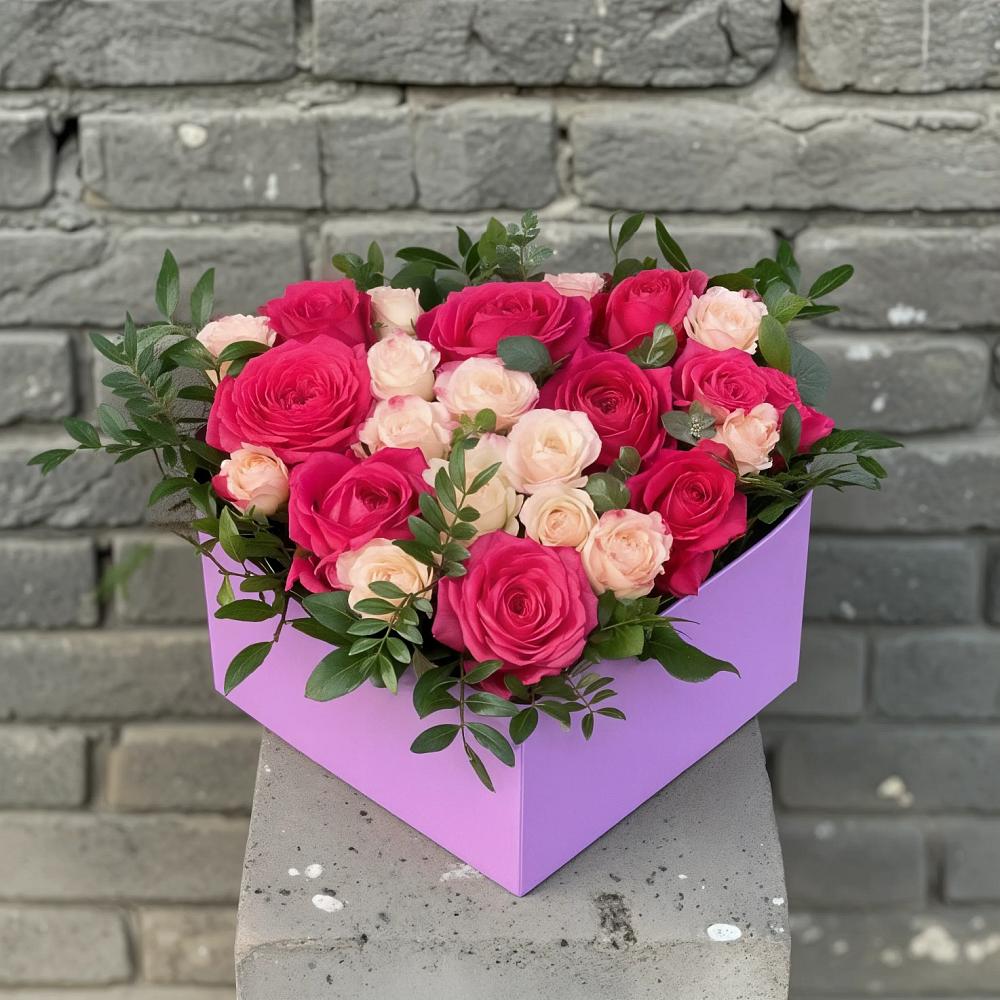 Цветочная композиция из Розы в коробке в Алексеевском