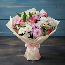 Букет цветов из:  Хризантемы, Альстромерии и Розы в Алексеевском