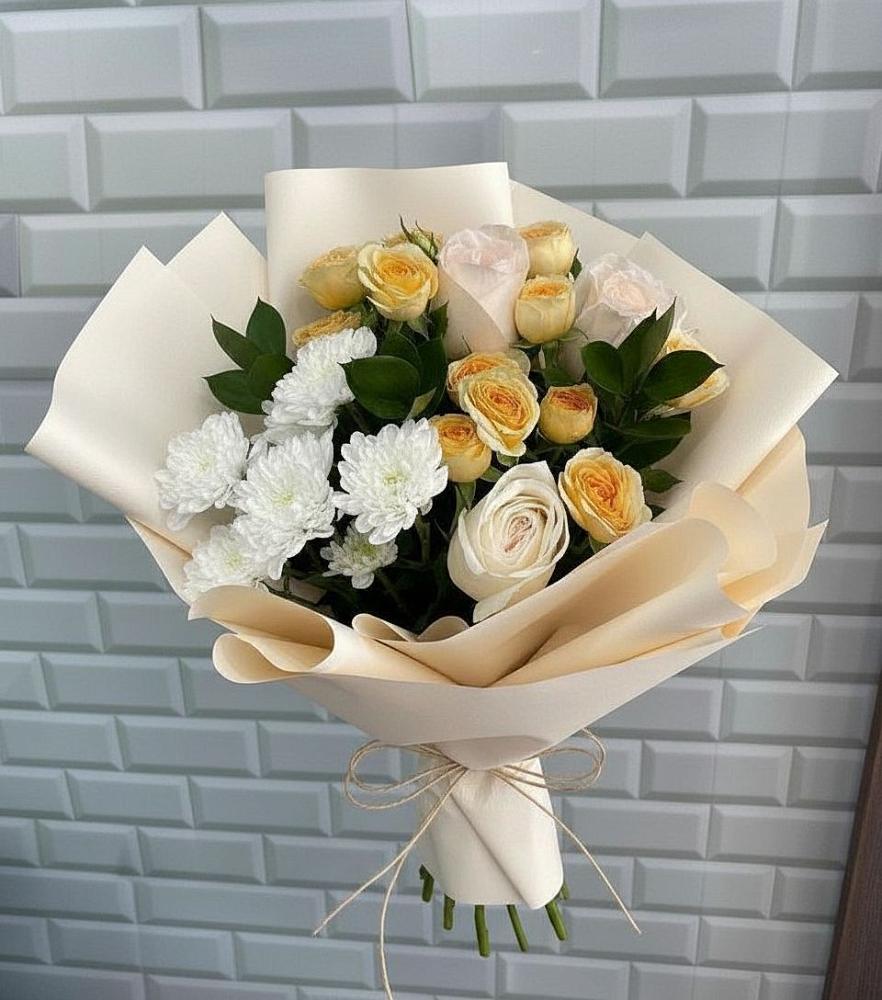 Букет цветов из: Розы и Хризантемы в Алексеевском