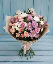 Букет цветов из:  Хризантемы, Розы и Альстромерии в Алексеевском