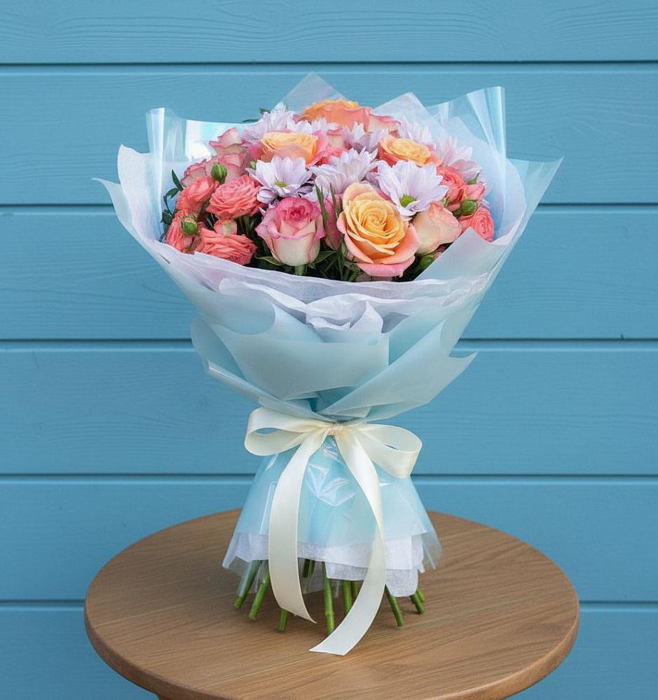 Букет цветов из: Хризантемы и Розы в Алексеевском