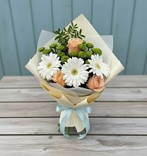 Букет цветов из:  Герберы, Розы и Хризантемы в Алексеевском