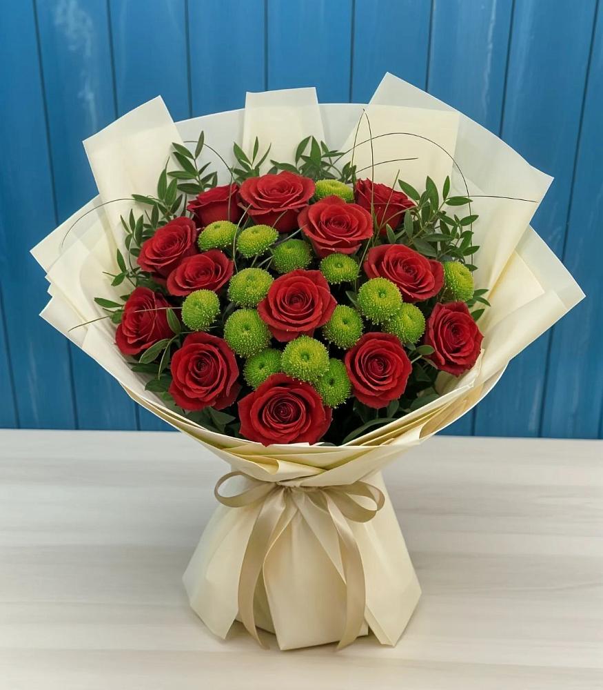 Букет цветов из: Розы и Хризантемы в Алексеевском