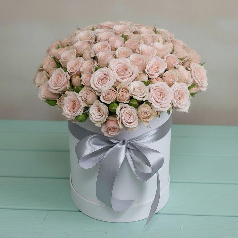 Цветочная композиция из Розы в шляпной коробке в Алексеевском